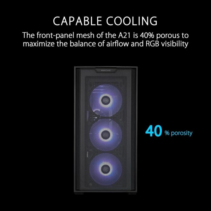 Asus A21 Mid-Tower microATX Case - Black - Image 3