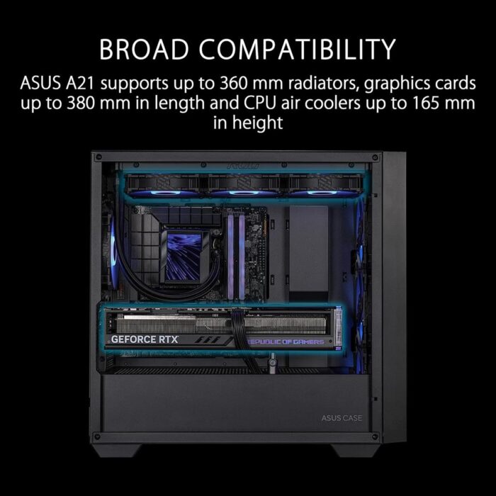 Asus A21 Mid-Tower microATX Case - Black - Image 4