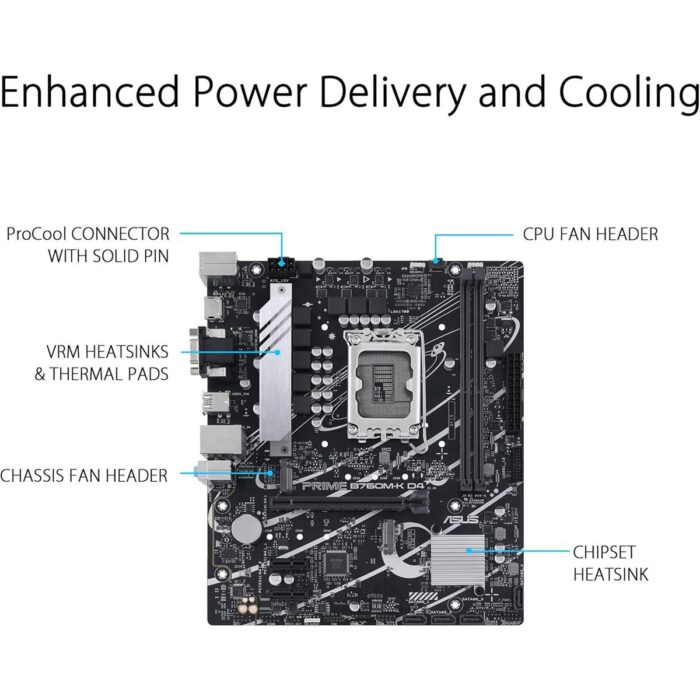 Asus Prime B760M-K D4 Intel 12/13/14th Gen microATX Motherboard - Image 2