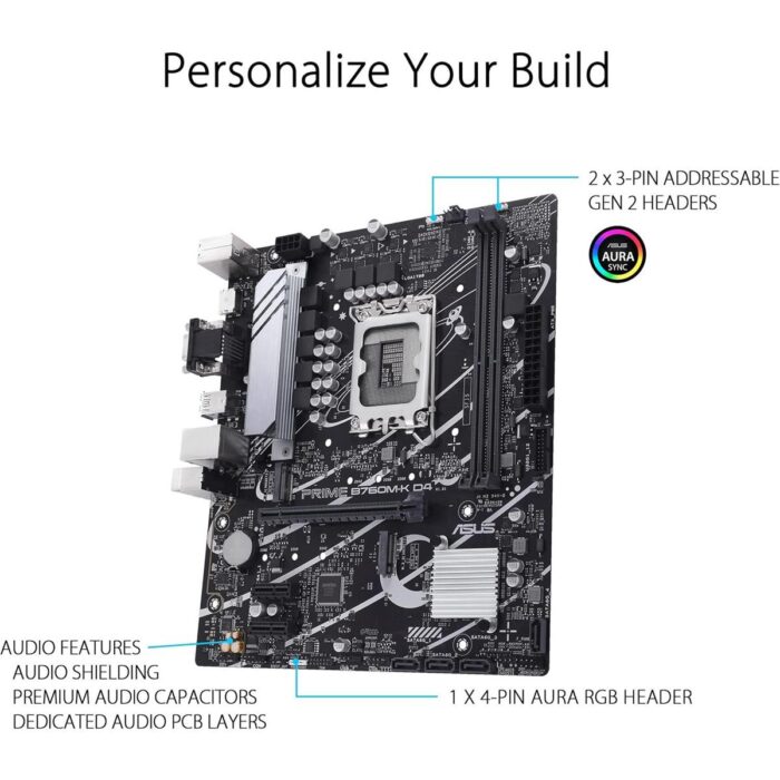Asus Prime B760M-K D4 Intel 12/13/14th Gen microATX Motherboard - Image 3