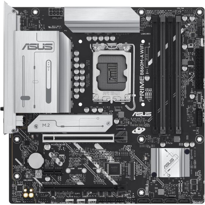 Asus Prime B860M-A WiFi-CSM B860 LGA 1851 microATX Motherboard, DDR5, PCIe 5.0, Two M.2 Slots, Wi-Fi 6E, 2.5Gb Ethernet, USB Type-C, DisplayPort, HDMI, and M.2 Heatsink for Optimal Performance - Image 2