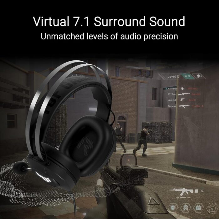 Asus Tuf H1 Gaming Gen II Wired Headset, 40mm Petrol Speakers, 7.1 Virtual Surround Sound, TeamSpeak Certified Microphone, 297g Lightweight Design - Image 4