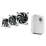 Hyte Thicc FP12 & Nexus Portal NP50 Bundle - 120mm x 32mm Performance Fans (3 Pack) - Includes Nexus Link Primary Node - White/Black