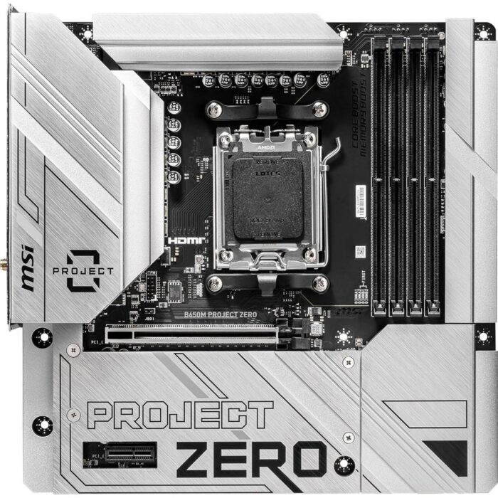 MSI B650M Project Zero Gaming Motherboard (AMD Ryzen 9000/8000/7000 Series Processors, AM5, DDR5, PCIe 4.0, M.2 Slots, SATA 6Gb/s, USB 3.2 Gen 2, HDMI/DP, Wi-Fi 6E, Bluetooth 5.3, 2.5Gbps LAN, mATX) - Image 2