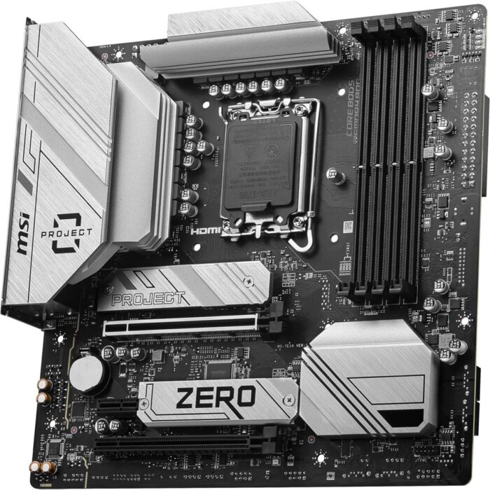 MSI B760M Project Zero Gaming Motherboard (Support 14th/13th/12th Gen Intel Processors, LGA 1700, DDR5, PCIe 5.0, M.2 Slots, 2.5Gbps LAN, USB 3.2 Gen2, HDMI/DP, Wi-Fi 6E, Bluetooth 5.3, mATX) - Image 3