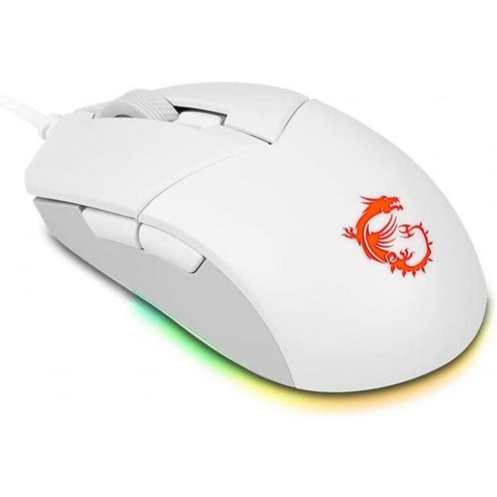 MSI Clutch GM11 White Gaming Mouse, 5000 DPI, 10M Omron Switches, Optical Sensor, Symmetrical Ergonomic Design, RGB Mystic Light Compatible - Image 2