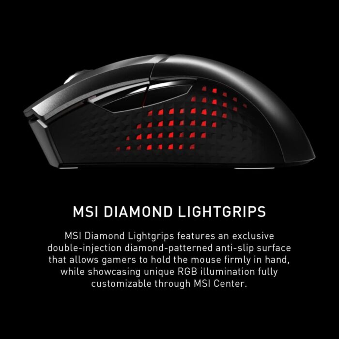 MSI Clutch GM51 Lightweight Wireless Gaming Mouse & Charging Dock, 26K DPI Optical Sensor, 2.4G & Bluetooth, 60M Omron Switches, Fast-Charging, 150Hr Battery, RGB, 5 Programmable Buttons, PC/Mac - Image 3
