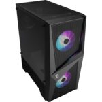 MSI MAG Forge 100R Mid Tower Gaming Computer Case - Black, 2x 120 mm ARGB PWM Fan, 1x 120 mm Fan, 1-6 ARGB Hub, Mystic Light Sync, Tempered Glass Panel, ATX, mATX, Mini-ITX - Image 4