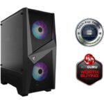MSI MAG Forge 100R Mid Tower Gaming Computer Case - Black, 2x 120 mm ARGB PWM Fan, 1x 120 mm Fan, 1-6 ARGB Hub, Mystic Light Sync, Tempered Glass Panel, ATX, mATX, Mini-ITX - Image 5