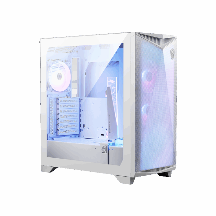 MSI MPG GUNGNIR 300R Airflow White - Premium Mid-Tower Gaming PC Case, Tempered Glass Side Panel, ARGB 120mm Fans, Liquid Cooling Support up to 360mm Radiator - White Color Case - Image 2