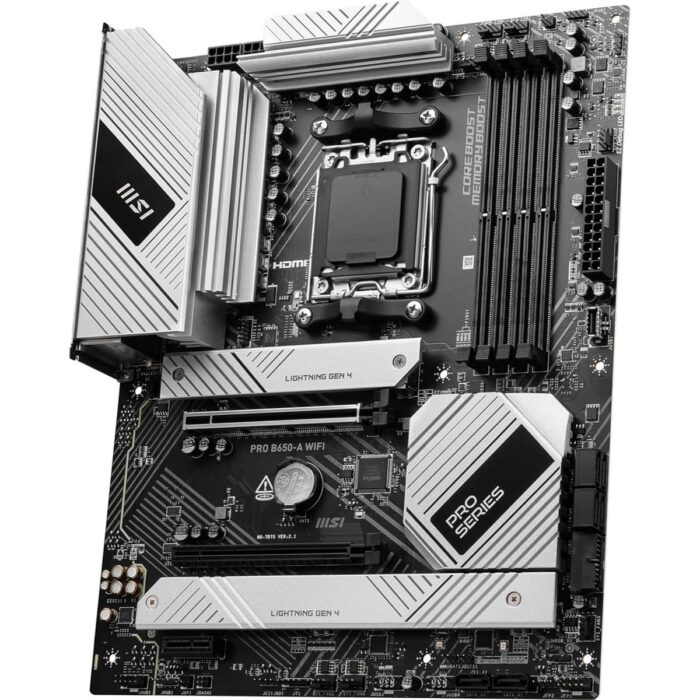 MSI Pro B650-A WiFi ProSeries Motherboard (AMD Ryzen 9000/8000/7000 Series Processors, AMD AM5, ATX, DDR5, PCIe 4.0, M.2, SATA 6Gb/s, USB 3.2 Gen 2, HDMI/DP, Wi-Fi 6E) - Image 3