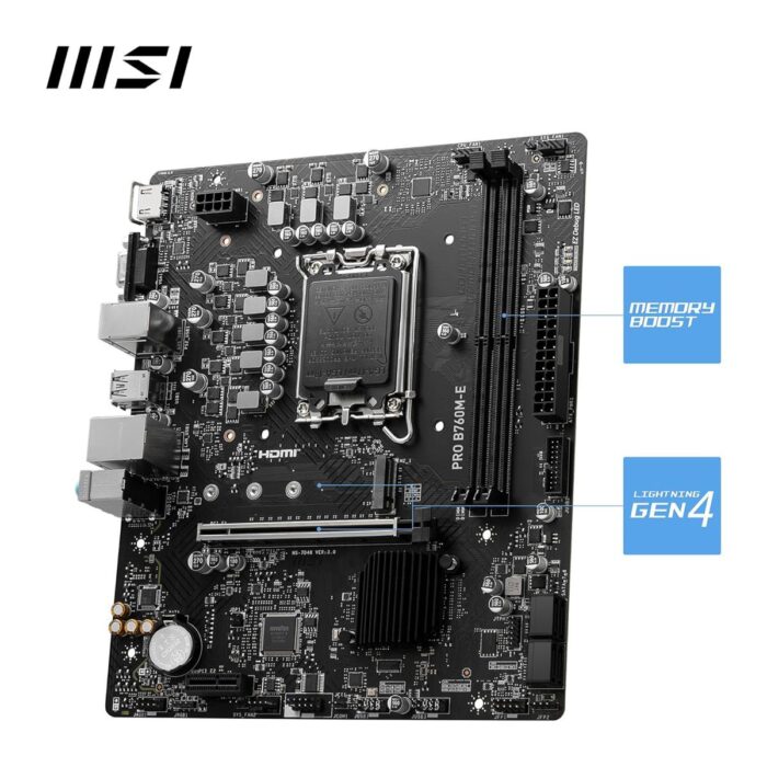 MSI Pro B760M-E DDR5 Intel 12/13/14th Gen microATX Motherboard - Image 2