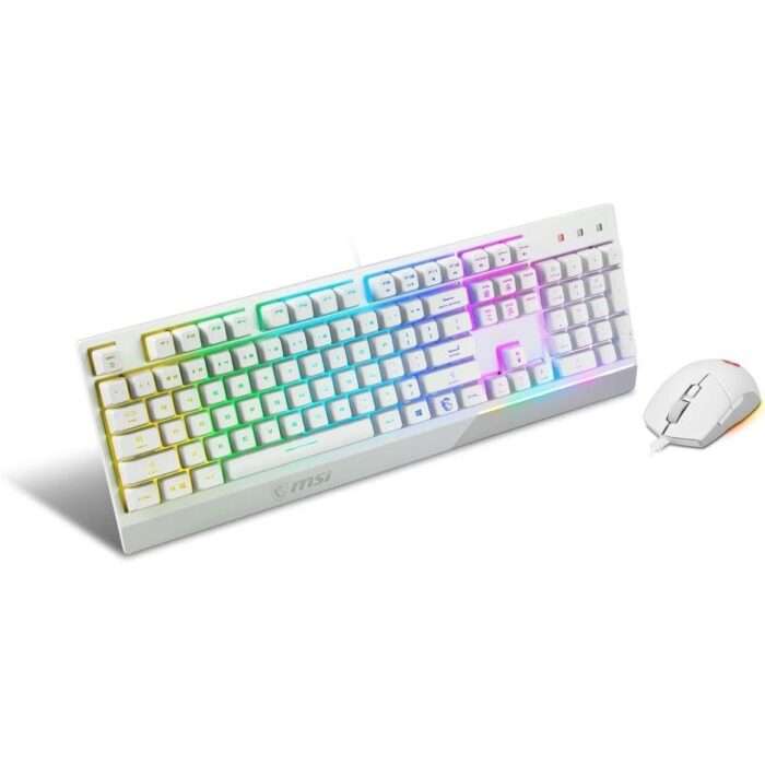 MSI Vigor GK30 Combo White, 6-Zone RGB GK30 Gaming Keyboard & GM11 Gaming Mouse, Water Repellent & Splash-Proof, 5000 DPI - Image 3