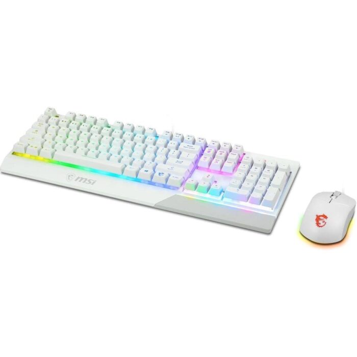 MSI Vigor GK30 Combo White, 6-Zone RGB GK30 Gaming Keyboard & GM11 Gaming Mouse, Water Repellent & Splash-Proof, 5000 DPI - Image 2