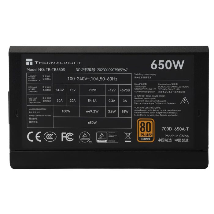 Thermalright TB-650S 650W 80 Plus Bronze Power Supply - Image 2