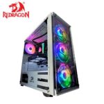 Redragon GC606 Wheel Jack White RGB Gaming PC Case Cabinet, Mid Tower, Glass Front and Side (White)