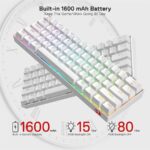 Redragon Draconic K530 Pro RGB Wireless 60% Compact Mechanical Gaming Keyboard - White - Tactile Brown Switches - Image 2