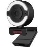 Redragon GW910 Oneshot 1080P PC Webcam wwith Dual Microphone, Adjustable Ring Light, Digital Zoom & Privacy Cover- 2.0 USB Computer Web Camera - 30 FPS for Online Courses, Video Conferencing, Streaming