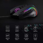 Redragon M612 Predator RGB Gaming Mouse, 8000 DPI Wired Optical Mouse with 11 Programmable Buttons & 5 Backlit Modes, Software Supports DIY Keybinds Rapid Fire Button, Black - Image 4