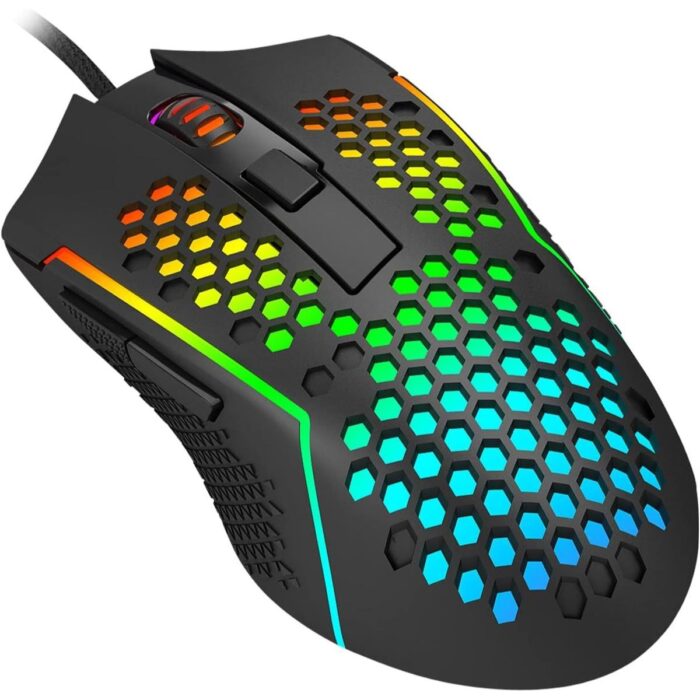 Redragon M987-K Reaping Gaming Mouse, Lightweight 55g Honeycomb RGB Backlit Wired 6 Buttons Programmable with 12400 DPI, Black - Image 5