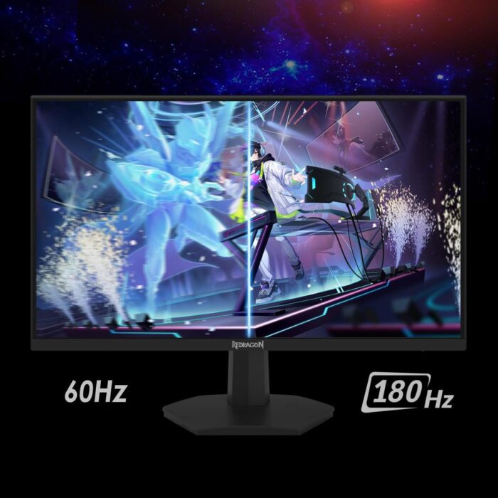 Redragon Mirror GM27X5IPS 27-inch FHD (1920x1080) Gaming Monitor, 180Hz Refresh Rate, 1ms MPRT, IPS Panel with AMD FreeSync, Blur-Free Gaming with Vibrant Colors and Wide Viewing Angles - Black & Red - Image 2