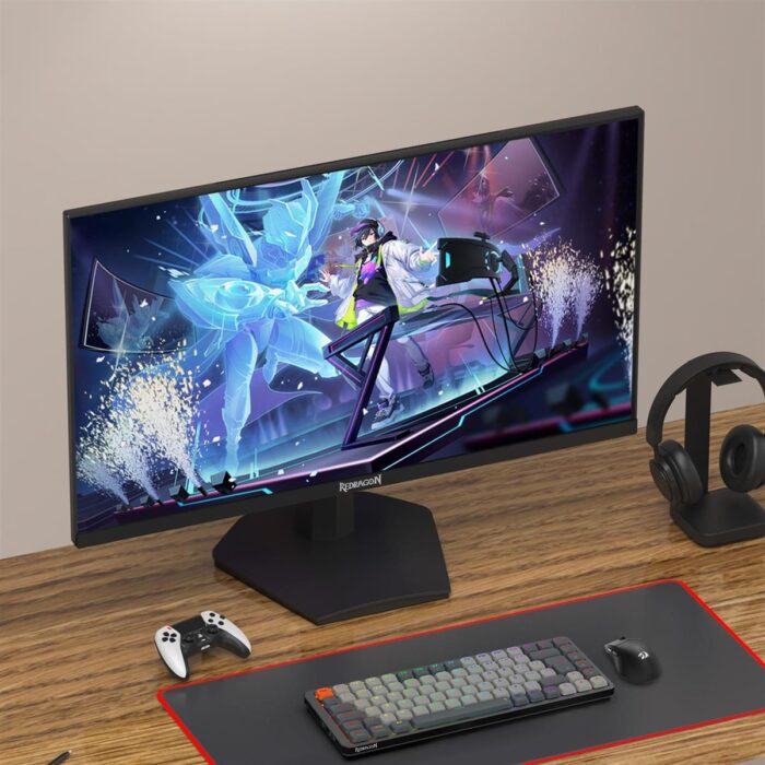 Redragon Mirror GM27X5IPS 27-inch FHD (1920x1080) Gaming Monitor, 180Hz Refresh Rate, 1ms MPRT, IPS Panel with AMD FreeSync, Blur-Free Gaming with Vibrant Colors and Wide Viewing Angles - Black & Red - Image 6