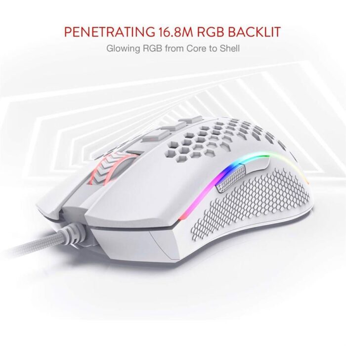 Redragon Storm M808 Lightweight RGB Gaming Mouse - White - Image 2