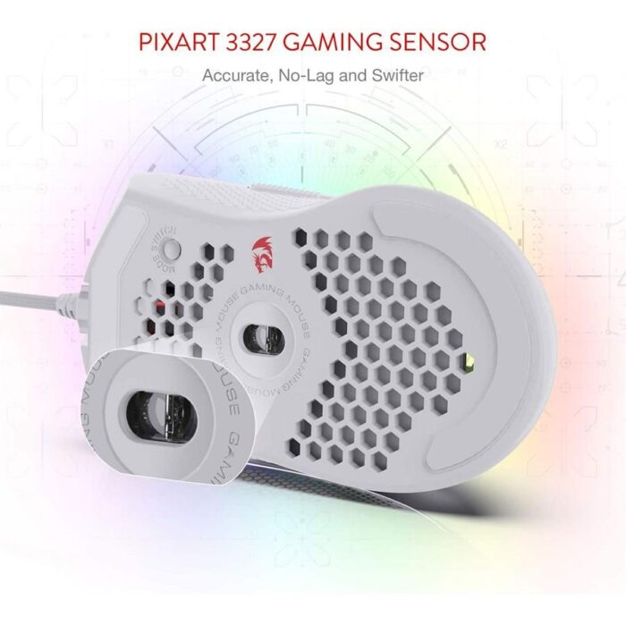 Redragon Storm M808 Lightweight RGB Gaming Mouse - White - Image 4