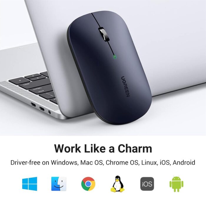 Ugreen PC Mouse Wireless Quiet With 4000 DPI, 2.4GHz Connection, 18 Months Battery Life, USB Wireless Mouse Compatible With Laptop Computer Windows 11 macOS Linux (Black) - Image 2