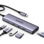 Ugreen USB-C Hub, 5-in-1 USB C Hub with 4K@60Hz HDMI, 100W Power Delivery, 3 USB-A 3.0 Data Ports, USB C Dock Adapter for MacBook Pro/Air, iPad Pro, Mac Mini, Surface, XPS, Thinkpad, Galaxy, and More