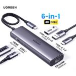 Ugreen USB-C 6-In-1 Hub, Docking Station With HDMI 4K@60Hz, 2x USB-A + 1X USB-C 3.2 10Gbps Transfer Speed + RJ45 1Gbps Speed And Power Delivery 100W