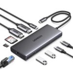 Ugreen USB-C 10-In-1 Docking Station with Dual HDMI 4K@60Hz, GLAN, 2x USB-C 3.2, 1x USB-A 3.2 + USB-A 3.0, SD/TF Slot And USB-C 100W Power Delivery - Metallic Grey Colour