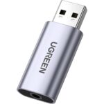 Ugreen USB to Audio Jack USB External Sound Card 3.5mm Audio Adapter 2 in 1 USB A to Aux TRRS Headphone Adapter Microphone Stereo Jack Aluminum Compatible with PS5 PC Windows Mac Linux Laptop Desktop