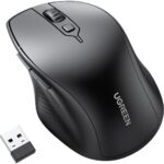Ugreen Wireless Mouse, Ergonomic Bluetooth 5.0 Mouse for Laptop, 2.4G Cordless Mouse with USB Receiver, 1000/1600/2000/4000 DPI, 5 Buttons Silent Mice for MacBook, PC, Desktop, Chromebook, Black
