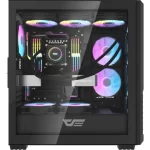 DarkFlash DF2100 Tempered Glass E-ATX Gaming PC Case, 4x ARGB Fans Included – Black - Image 5