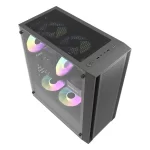 DarkFlash DK353 ARGB Mid-Tower ATX Gaming PC Case, Tempered Glass, Mesh Front, 4 ARGB Fans - Black - Image 3