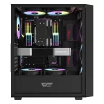 DarkFlash DK353 ARGB Mid-Tower ATX Gaming PC Case, Tempered Glass, Mesh Front, 4 ARGB Fans - Black - Image 4