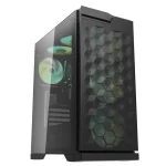 DarkFlash DK361 ATX PC Case with 4 RGB Fans, Hexagon Mesh Front Panel, Tempered Glass Side Panel, Supports Up to 6x Fans & 360mm Radiator, I/O with USB 3.0 Port, Black