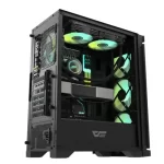 DarkFlash DK361 ATX PC Case with 4 RGB Fans, Hexagon Mesh Front Panel, Tempered Glass Side Panel, Supports Up to 6x Fans & 360mm Radiator, I/O with USB 3.0 Port, Black - Image 3