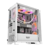 DarkFlash DK361 ATX PC Case with 4 RGB Fans, Hexagon Mesh Front Panel, Tempered Glass Side Panel, Supports Up to 6x Fans & 360mm Radiator, I/O with USB 3.0 Port, Black - Image 2