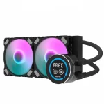 DarkFlash DN240D ARGB AIO 240mm Liquid CPU Cooler, 2.1 inch LCD Digital Display Screen - Black