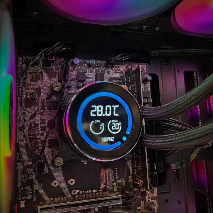 DarkFlash DN240D ARGB AIO 240mm Liquid CPU Cooler, 2.1 inch LCD Digital Display Screen - Black - Image 3