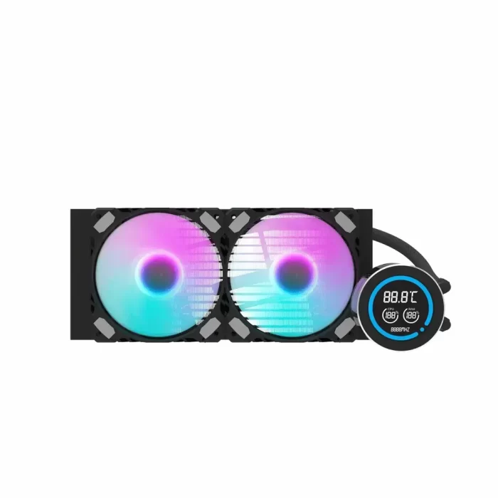 DarkFlash DN240D ARGB AIO 240mm Liquid CPU Cooler, 2.1 inch LCD Digital Display Screen - Black - Image 2