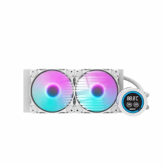 DarkFlash DN240D ARGB AIO 240mm Liquid CPU Cooler, 2.1 inch LCD Digital Display Screen - White - Image 2