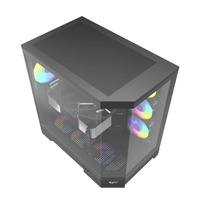 DarkFlash DQX90 Luxury Desktop PC Mid-Tower ATX Gaming Case, 4 ARGB Fans - Black - Image 3