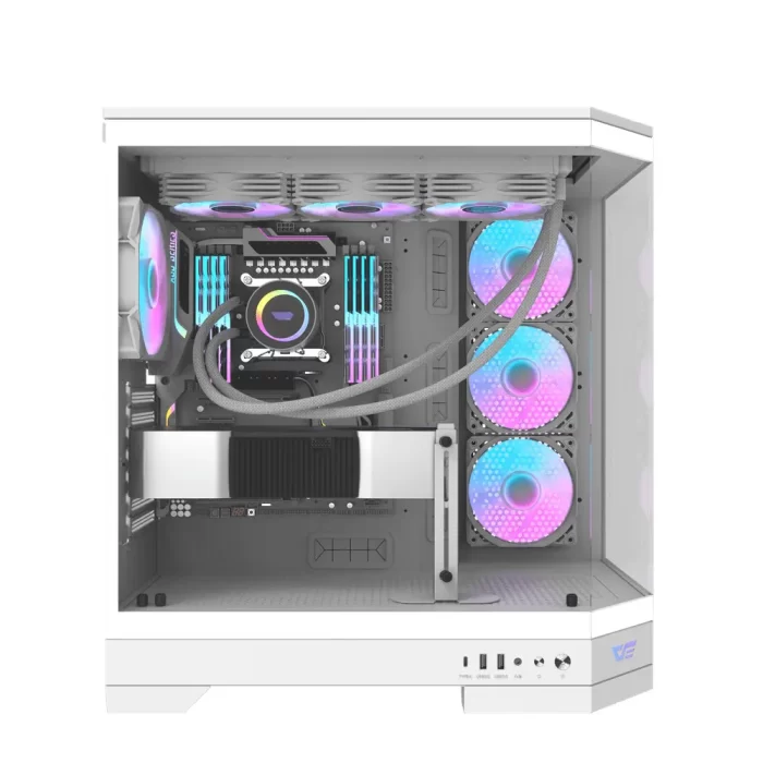 DarkFlash DQX90 Luxury Desktop PC Mid-Tower ATX Gaming Case, 4 ARGB Fans - White - Image 5
