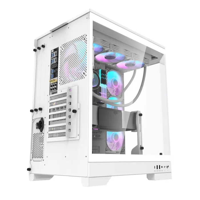 DarkFlash DQX90 Luxury Desktop PC Mid-Tower ATX Gaming Case, 4 ARGB Fans - White - Image 2