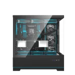 DarkFlash DY451 Pro Tempered Glass ATX PC Case, 2x USB 3.0, 1x Type-C, Four-Level Cooling System, Adjustable Fan Speed, Temperature Digital Display, 1x Pre-Installed ARGB Fan - Black - Image 2