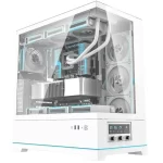 DarkFlash DY451 Pro Tempered Glass ATX PC Case, 2x USB 3.0, 1x Type-C, Four-Level Cooling System, Adjustable Fan Speed, Temperature Digital Display, 1x Pre-Installed ARGB Fan - White