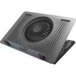 DarkFlash G200 RGB Lightstrip Laptop Cooler, (Black, Silver Metal Panel) with Phone Holder - Image 2